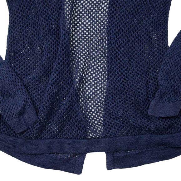 Knit by Hampshire Studio Womens Beach Fisherman Knit Open Front Cardigan Navy| M - Picture 5 of 12